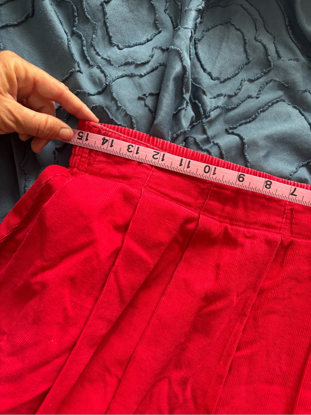 Vintage Talbots Red A-line Pleated Corduroy Skirt - Picture 6 of 7